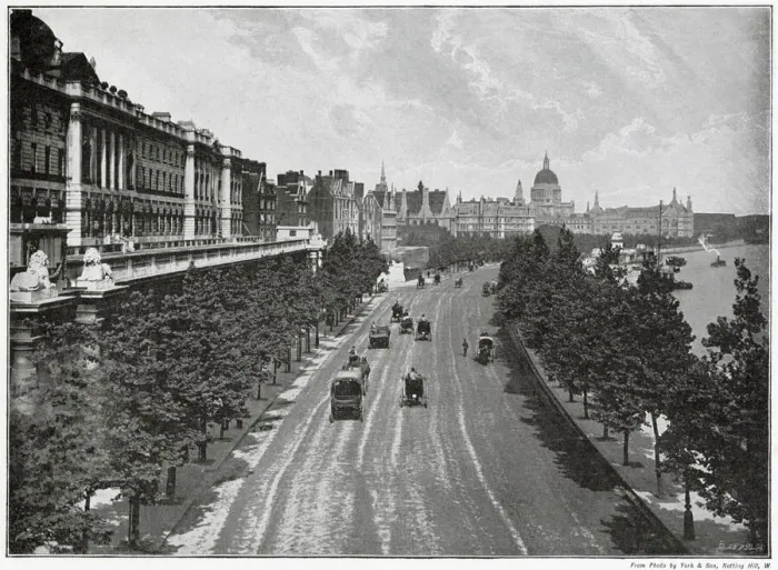 Framed Print : EMBANKMENT Victoria Embankment viewed from Waterloo Bridge Date: 1901 Framed Print : EMBANKMENT Victoria Embankment viewed from Waterloo Bridge Date: 1901