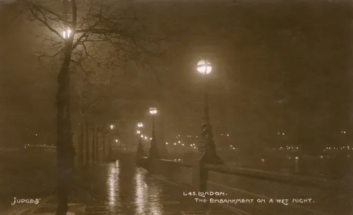 Framed Print : The Embankment on a wet night, London Framed Print : The Embankment on a wet night, London