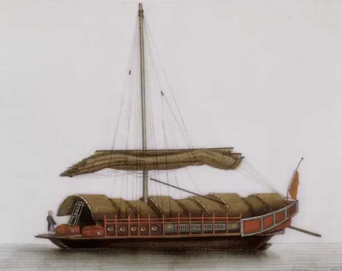 Framed Print : Embarkation of a sailing boat, Qianlong Period (1736-96) Framed Print : Embarkation of a sailing boat, Qianlong Period (1736-96)