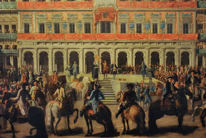 Framed Print : Embellishment of Plaza Mayor, Charles III enters Madrid Framed Print : Embellishment of Plaza Mayor, Charles III enters Madrid