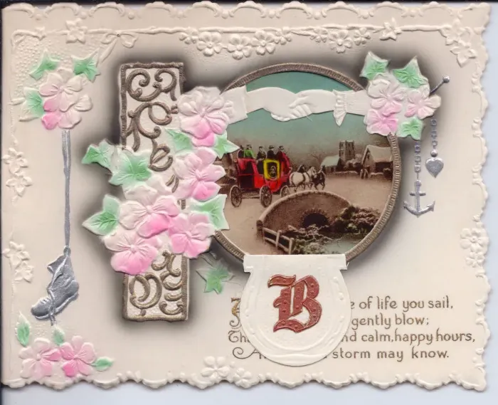 Framed Print : Embossed greetings card with initial B Framed Print : Embossed greetings card with initial B