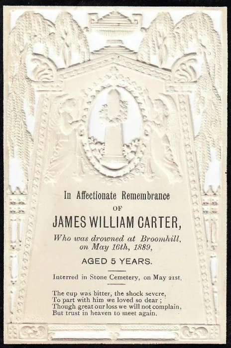 Framed Print : Embossed Victorian mourning card, James William Carter Framed Print : Embossed Victorian mourning card, James William Carter
