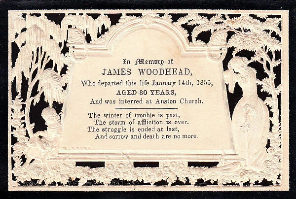 Embossed Victorian mourning card, James Woodhead