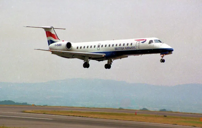 Framed Print : Embraer ERJ-145EU G-EMBS Framed Print : Embraer ERJ-145EU G-EMBS
