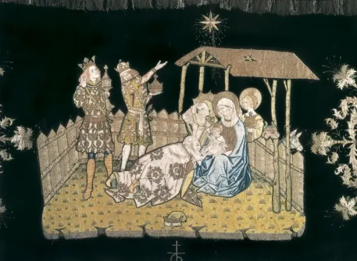 Framed Print : Embroidered altar frontal with the Adoration of the Kings Framed Print : Embroidered altar frontal with the Adoration of the Kings
