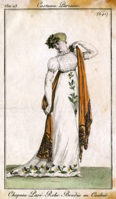 Framed Print : Embroidered Gown 1805 Framed Print : Embroidered Gown 1805