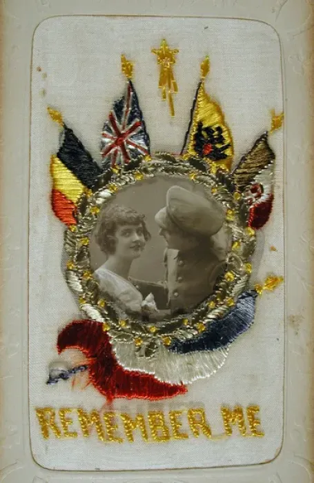 Framed Print : Embroidered silk on card - Flags of the Allies Framed Print : Embroidered silk on card - Flags of the Allies