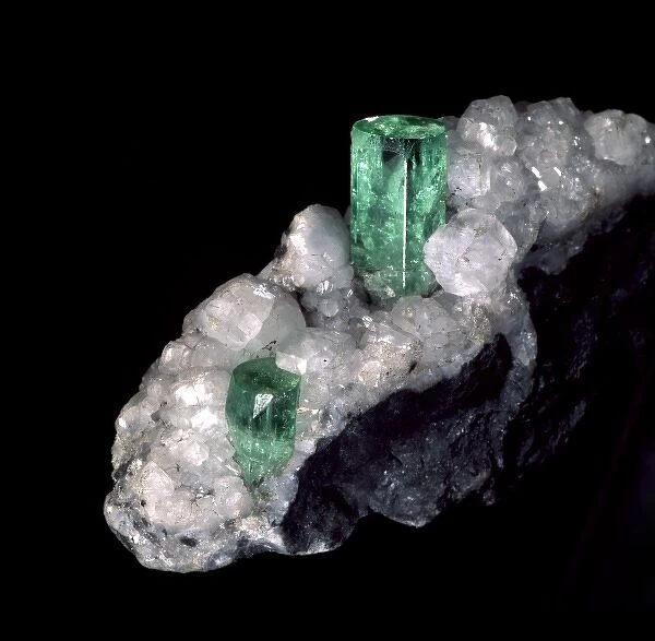 Emerald on calcite