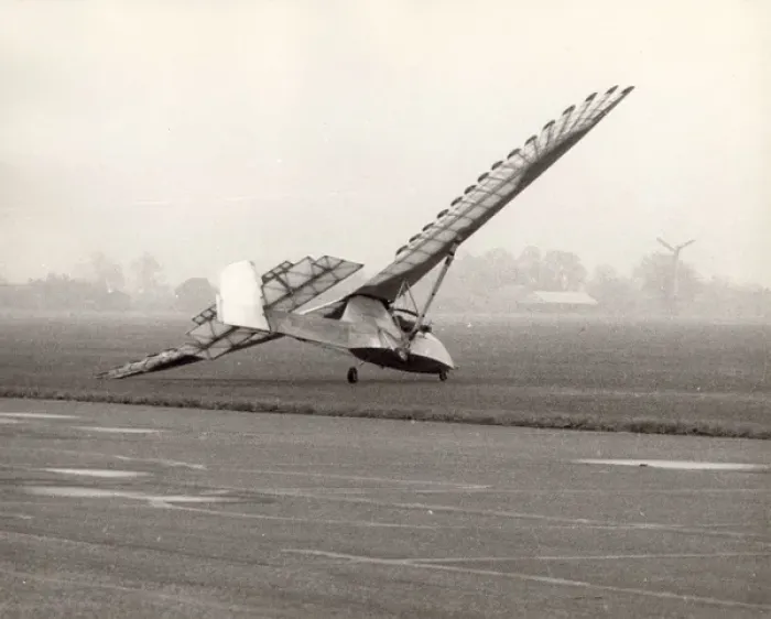 Framed Print : Emiel Hartman crashes in his man-powered ornithopter Framed Print : Emiel Hartman crashes in his man-powered ornithopter
