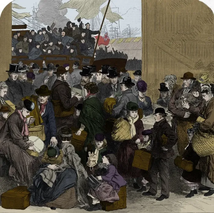 Framed Print : Emigrants about to board the Ganges, London, 1870 Framed Print : Emigrants about to board the Ganges, London, 1870
