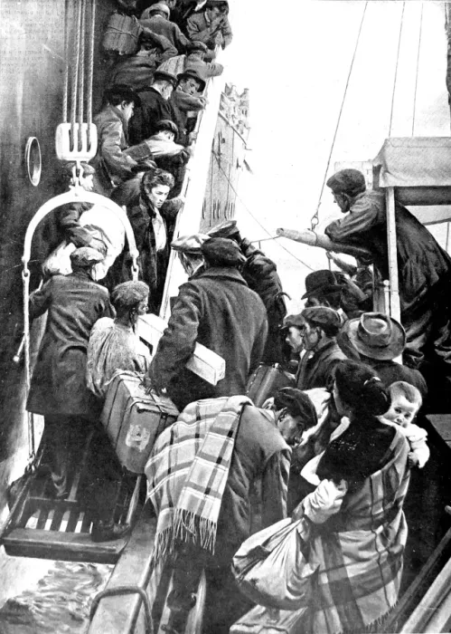 Framed Print : Emigrants boarding a ship for the USA, 1909 Framed Print : Emigrants boarding a ship for the USA, 1909