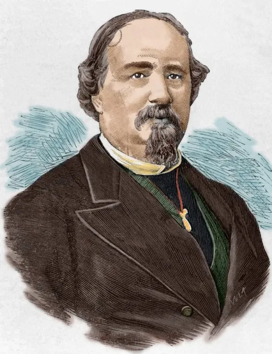 Framed Print : Emilio Arrieta (1823-1894). Colored engraving Framed Print : Emilio Arrieta (1823-1894). Colored engraving