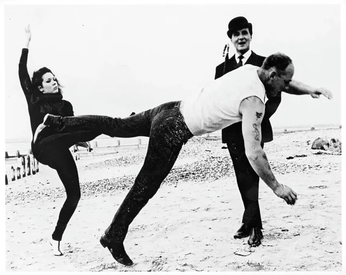 Framed Print : Emma Peel dispatching a villain Framed Print : Emma Peel dispatching a villain