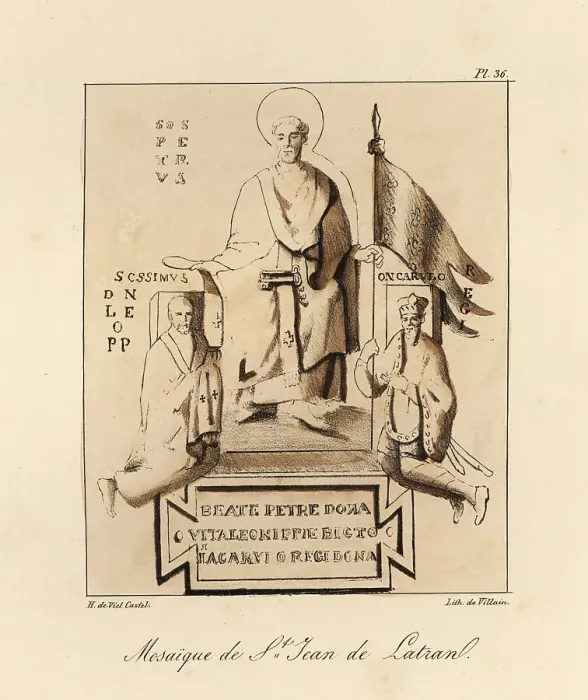 Framed Print : Emperor Charlemagne receiving the standard of Rome from St. Pete Framed Print : Emperor Charlemagne receiving the standard of Rome from St. Pete
