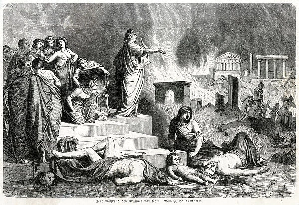 Emperor Nero watching Rome burn