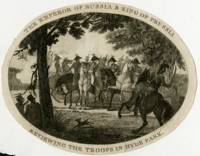 Framed Print : Emperor of Russia and King of Prussia, Hyde Park, London Framed Print : Emperor of Russia and King of Prussia, Hyde Park, London