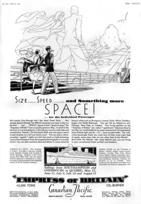 Framed Print : Empress of Britain advertisement, 1931 Framed Print : Empress of Britain advertisement, 1931