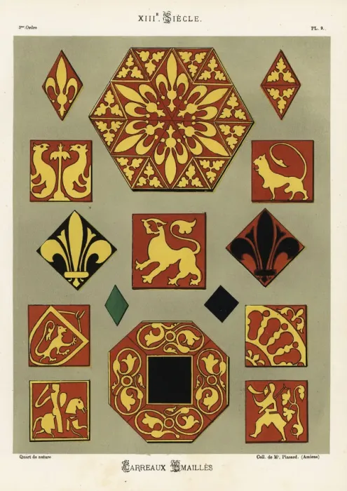 Framed Print : Enamel clay tiles, 13th century Framed Print : Enamel clay tiles, 13th century