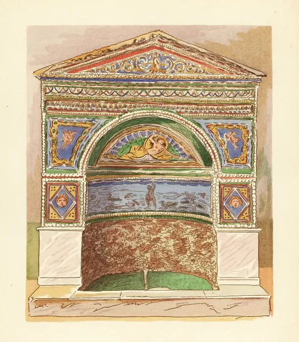Framed Print : Enamel mosaic fountain in the House of the Bear, Pompeii Framed Print : Enamel mosaic fountain in the House of the Bear, Pompeii