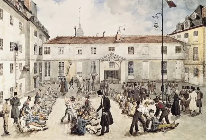 Framed Print : Enchaining of prisoners at the Bic괲e Prison Framed Print : Enchaining of prisoners at the Bic괲e Prison
