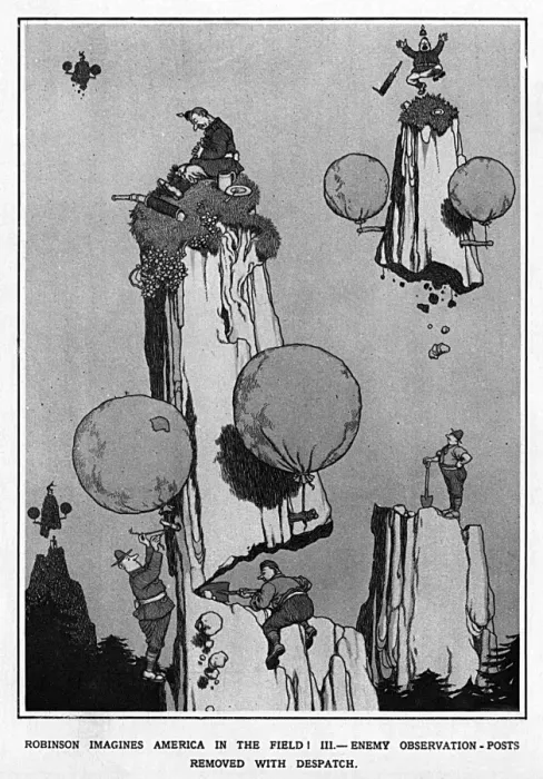 Framed Print : Enemy Observation Posts Removed by Heath Robinson, WW1 Framed Print : Enemy Observation Posts Removed by Heath Robinson, WW1