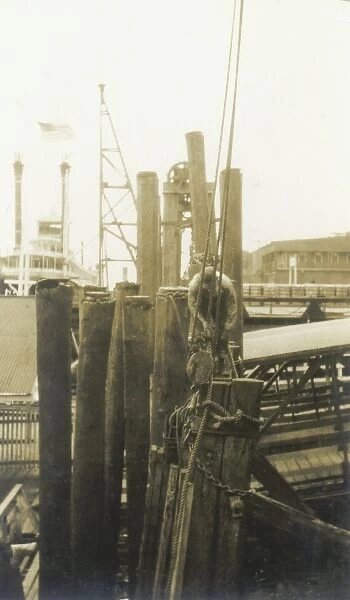 Engineer installing dock pilings