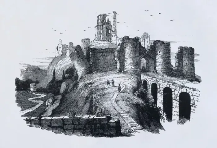 Framed Print : ENGLAND (19 century). Corfe castle. 1844. Engraving Framed Print : ENGLAND (19 century). Corfe castle. 1844. Engraving