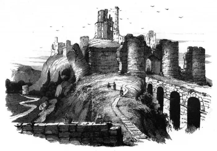 Framed Print : England / Corfe Castle / Fra Framed Print : England / Corfe Castle / Fra