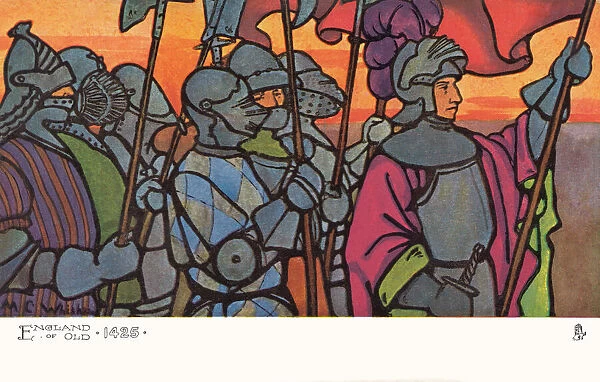 England of Old 1425. Depicting soldiers in armour of the day