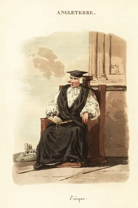 Framed Print : English bishop in black robes and cap, 1800s Framed Print : English bishop in black robes and cap, 1800s