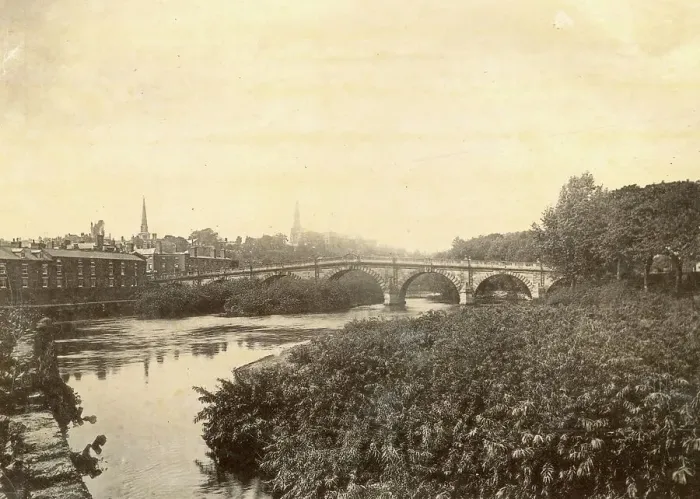 Framed Print : English Bridge, Shrewsbury - photograph Framed Print : English Bridge, Shrewsbury - photograph