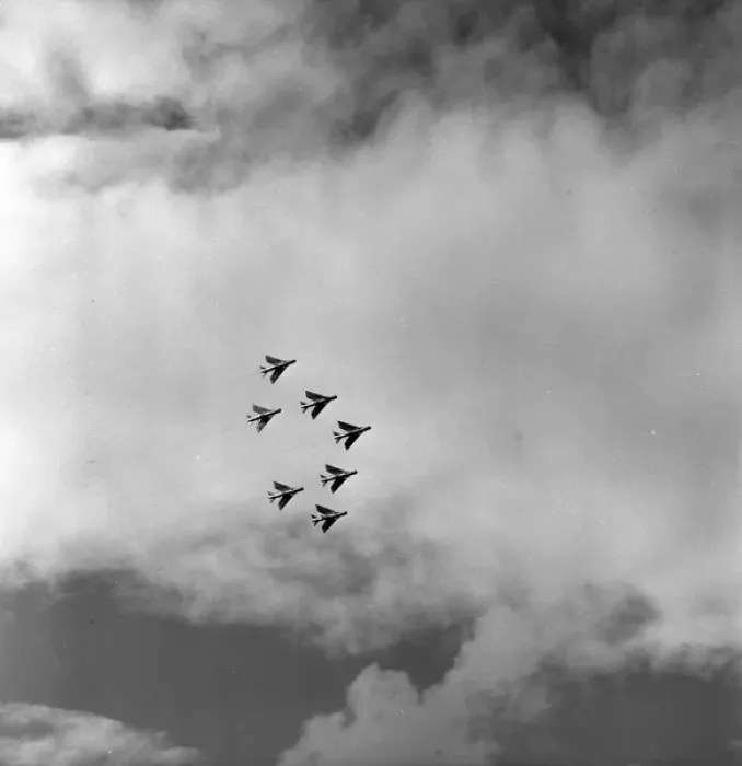 Framed Print : English Electric Lightnings x 7 from 74 Squadron RAF Framed Print : English Electric Lightnings x 7 from 74 Squadron RAF