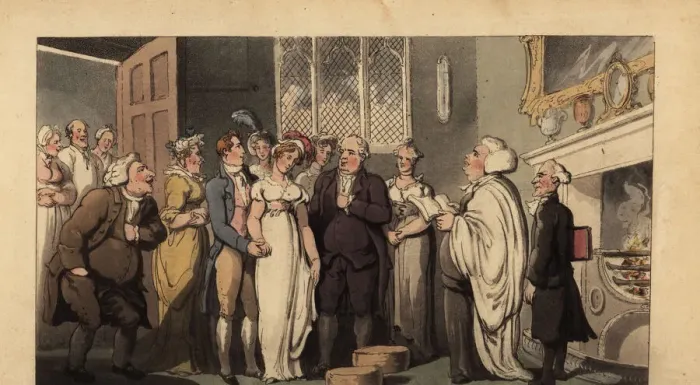 Framed Print : English gentleman marrying his bride in a stately home Framed Print : English gentleman marrying his bride in a stately home
