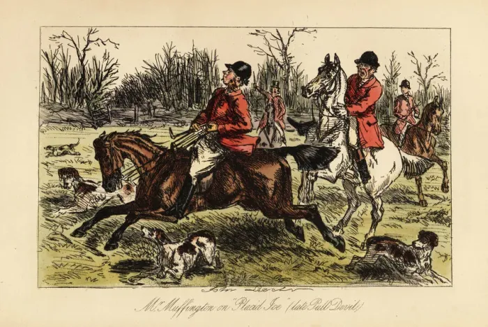 Framed Print : English huntsman dragged in the middle of the hounds Framed Print : English huntsman dragged in the middle of the hounds