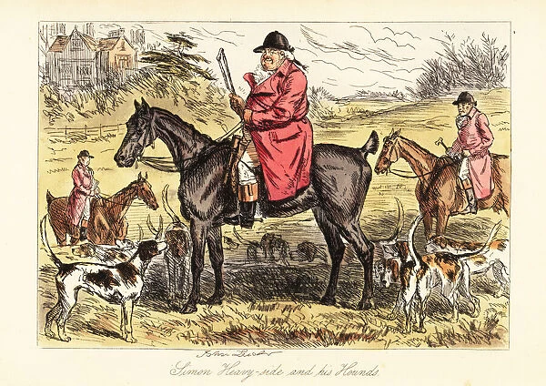 English huntsman in hunting pinks sitting on a horse