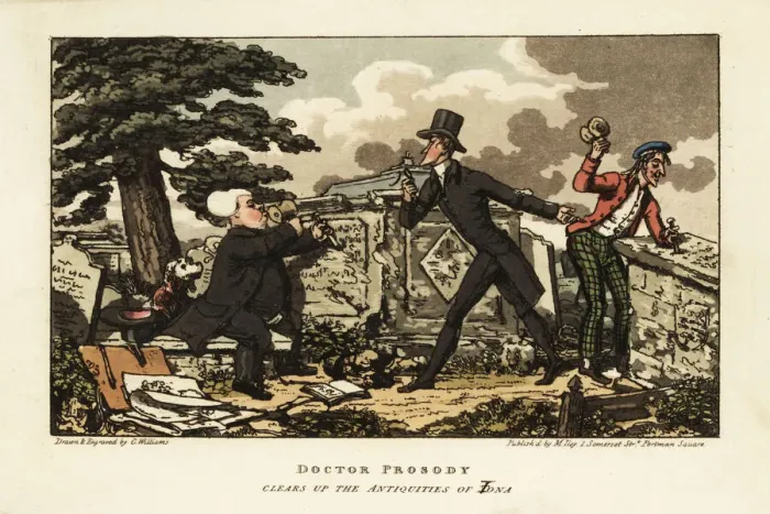 Framed Print : English tourists defacing an ancient tomb on the isle Framed Print : English tourists defacing an ancient tomb on the isle