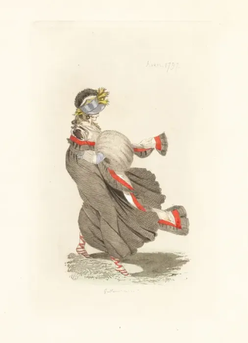 Framed Print : English woman in the fashion of April 1797 Framed Print : English woman in the fashion of April 1797