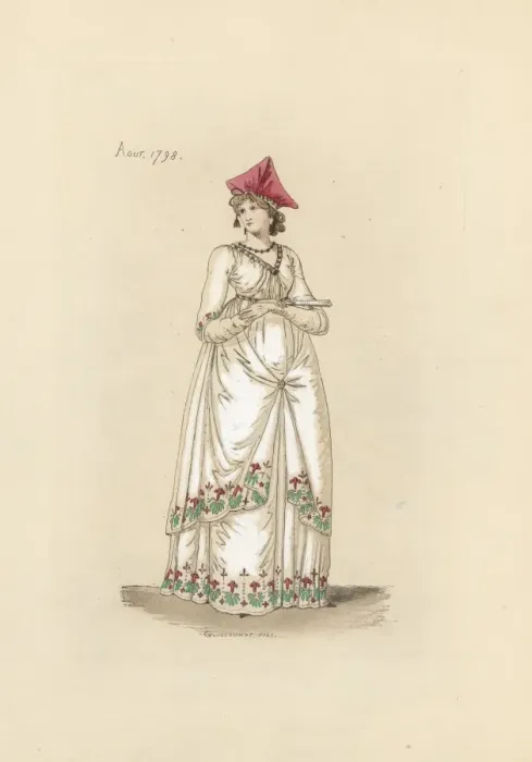 Framed Print : English woman in the fashion of August 1798 Framed Print : English woman in the fashion of August 1798