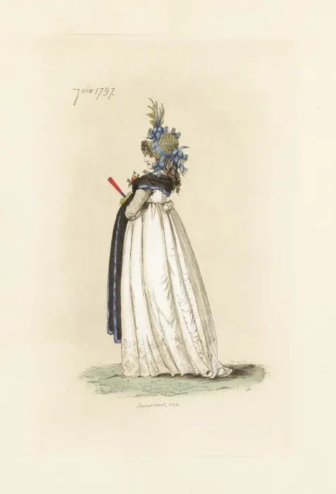 Framed Print : English woman in the fashion of June 1797 Framed Print : English woman in the fashion of June 1797