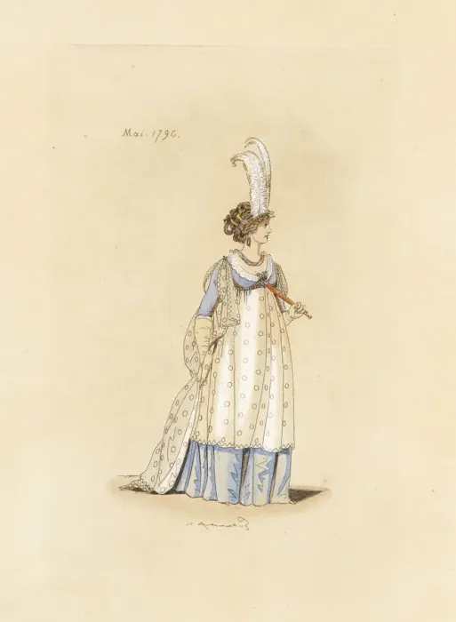 Framed Print : English woman in the fashion of May 1796 Framed Print : English woman in the fashion of May 1796