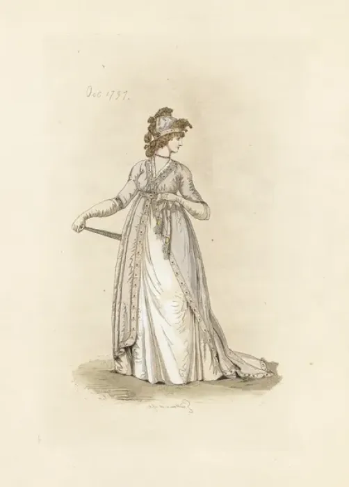 Framed Print : English woman in the fashion of October 1797 Framed Print : English woman in the fashion of October 1797