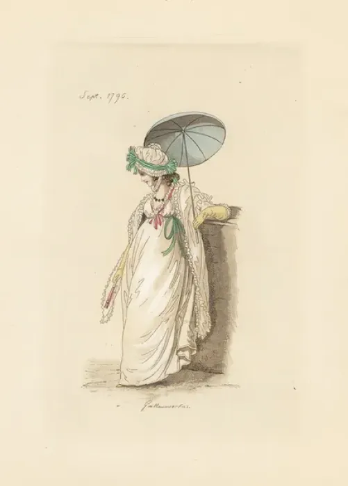 Framed Print : English woman in the fashion of September 1796 Framed Print : English woman in the fashion of September 1796