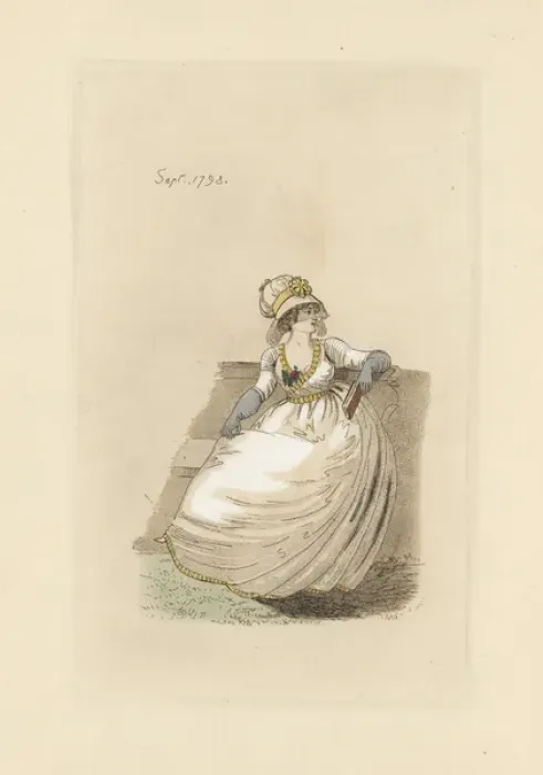 Framed Print : English woman in the fashion of September 1798 Framed Print : English woman in the fashion of September 1798