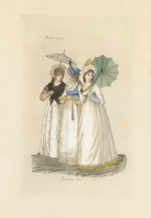 Framed Print : English women in the fashion of August 1796 Framed Print : English women in the fashion of August 1796