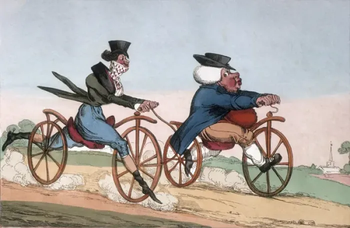 Framed Print : Engraving of Pedestrian Hobby Bicycle Framed Print : Engraving of Pedestrian Hobby Bicycle