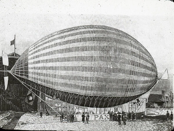 An engraving of Severo?s airship PAX of 1902