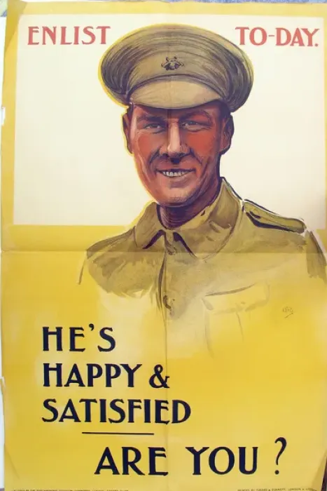 Framed Print : Enlist To-Day Hes Happy & Satisfied are you Framed Print : Enlist To-Day Hes Happy & Satisfied are you