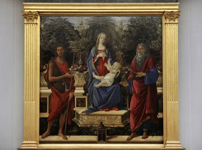 Framed Print : Enthroned Maria with Child with John the Baptist and John th Framed Print : Enthroned Maria with Child with John the Baptist and John th