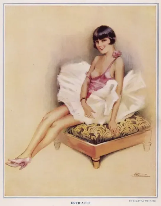 Framed Print : Entr acte. Young ballet dancer or flapper girl posing on a stool Framed Print : Entr acte. Young ballet dancer or flapper girl posing on a stool
