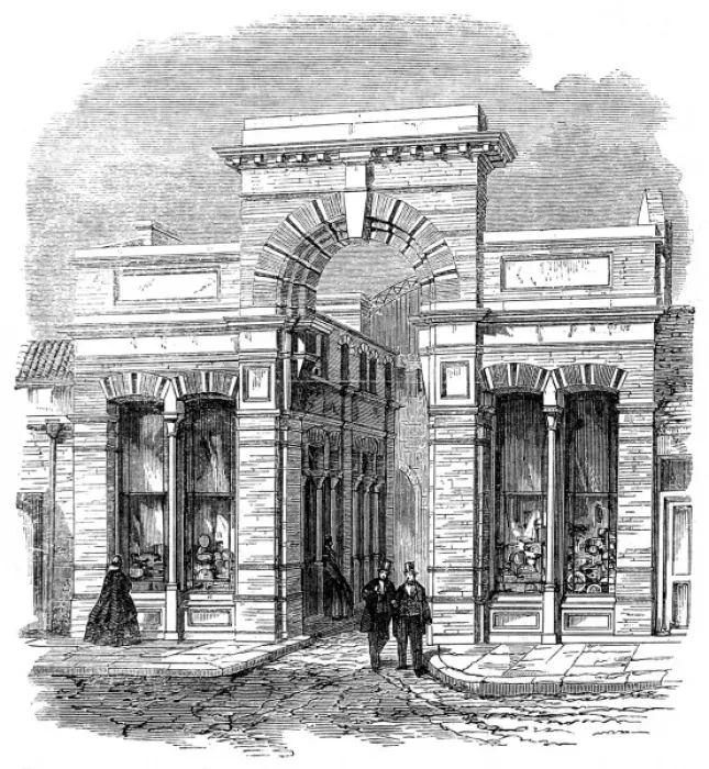 Framed Print : Entrance to the Agricultural Hall, Islington, 1862